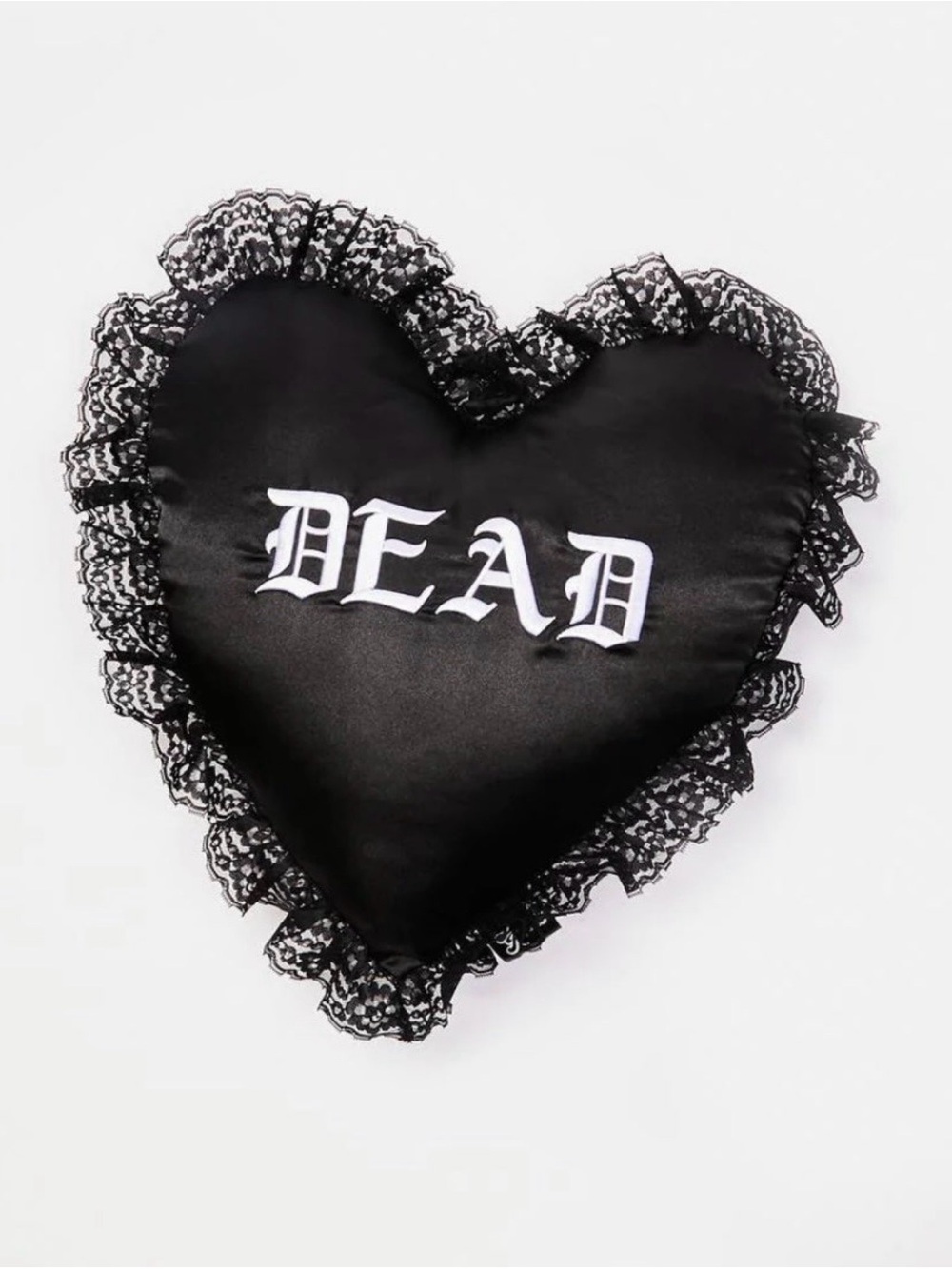 NEW Dolls Kill Black Satin Heart Pillow Double Sided